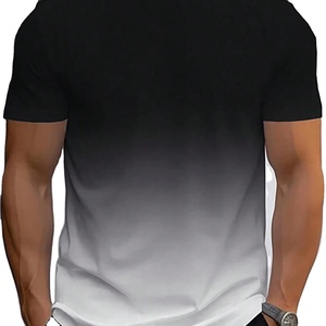T-shirt à manches courtes pour homme, col rond, couleur dégradée, coupe ajustée, tissu tricoté à séchage rapide, design uni, 100% polyester - Product Image 5