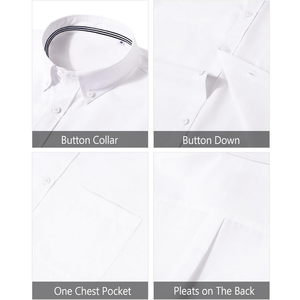 Chemise habillée décontractée pour homme en coton premium blanc, coupe classique, respirante, manches longues, vente en gros - Product Image 3