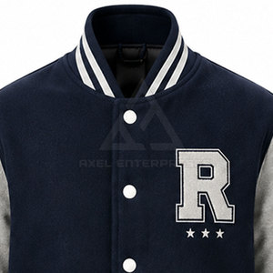 Custom Patchwork <b>Jacket</b> For <b>Men</b> Embroidered Details Snap Button <b>Wool</b> Blend Casual Streetwear Outerwear Wholesale - Product Image 4