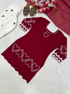 Conjunto Tradicional de Salwar Kameez con Bordado de Corazón, Corte Holgado, Ropa Casual para Mujer, Estilo Indio Pakistaní - Product Image 5