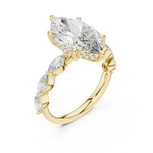 Anillo de Uso Diario para Mujer en Oro Rosa de 14K con Diamantes Cultivados en Laboratorio, Corte Redondo y Marquesa |   Diamante Cultivado Nuevo - Product Image 3