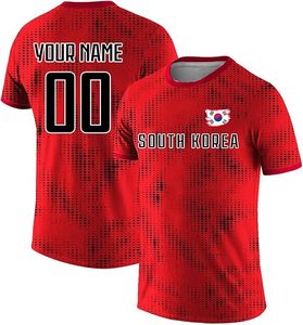 Camiseta de Fútbol de Corea del Sur para Hombre, Personalizada, Roja, con Estampado de Transferencia Térmica, Absorbente de Humedad, Antibacteriana, con Estampado de Leopardo, Cuello Redondo - Product Image 1