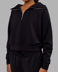 Sudadera Deportiva de Mujer para Otoño, Manga Larga, Forro Polar Cálido, Cierre de Media Cremallera, Corte Recortado - Product Image 5