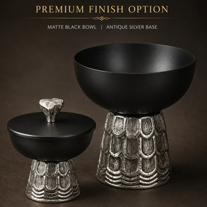 Ensemble de brûleurs d'encens en revêtement poudré noir mat avec base texturée argentée en forme ronde pour la décoration de la maison et l'aromathérapie - Product Image 5