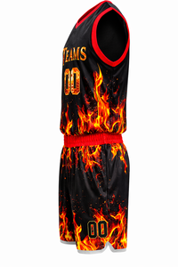 Uniforme de basket-ball de qualité supérieure pour hommes, design personnalisé noir feu, uniforme de sport personnalisé pour le basket-ball - Product Image 4