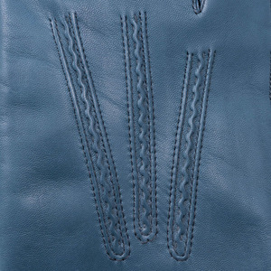 Gants en cuir de mouton bleu pour femmes Ikhlas Sports, doux, chauds pour l'hiver, doublés, compatibles avec les écrans tactiles, détection de la pression des aiguilles, élégants, avec boutons - Product Image 3