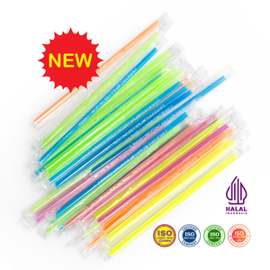 Pailles à bulles colorées en polypropylène (PP) de 6 mm, emballées individuellement, origine Indonésie - Product Image 2