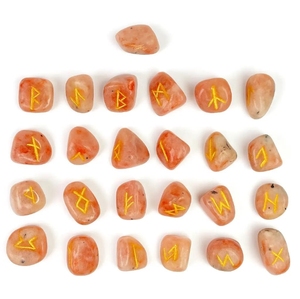 Juego de Letras de Piedra del Sol Pulida, Piedra Energética Natural Wicca, Adivinación, Intuición, Reiki, Meditación, Protección, Vikinga - Product Image 6