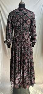 Vestido Midi Casual de Verano para Mujer, Estampado, Modal, Seda, Satén, Cuello en V Profundo, Manga Larga con Puño Elástico, Vestido Maxi para Uso Diario - Product Image 4