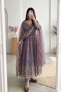 Indian Pakistani Beautiful Designer Anarkali Silk Fabric Fancy Printed <b>Party</b> Wear Floral Gown Traditional Women Ethnic Wear - Product Image 2