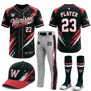 Wholesale Unisex Breathable Baseball Jersey And Pants With Socks And Caps Sublimation Adult's Softball Training Uniform Set - Product Image 4