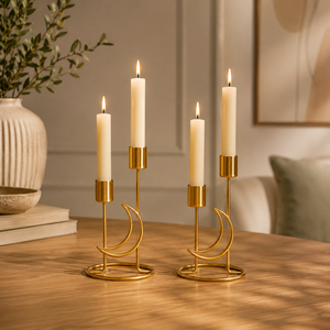 Candelabro con Forma de Luna Real, Portavelas Decorativo para el Hogar, Centro de Mesa para Bodas, Decoración para Mesa de Comedor, Candelabro Dorado 2026 - Product Image 1