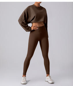 Conjunto Deportivo de 2 Piezas para Mujer, Top Corto de Manga Larga, Leggings para Gimnasio, Fitness, Yoga, Sujetador Deportivo, Ropa Deportiva, Conjunto para Correr - Product Image 4