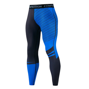 <b>Men</b> Customizable <b>Compression</b> <b>Leggings</b> Full Length Solid Pattern Spandex/Nylon Elastic Waistband - Product Image 4
