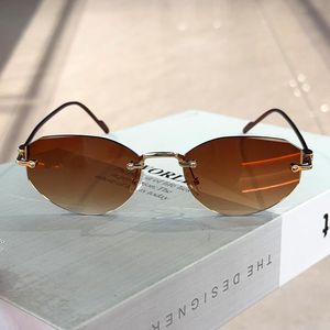 Retro Women Sunglasses Round <b>Frameless</b> Metal Rimless Sun Glasses Woman UV400 Gradient 2026 High Quality - Product Image 4