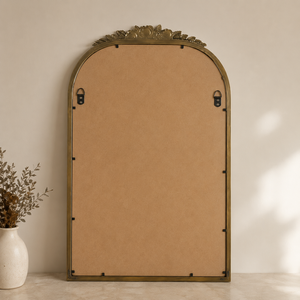 Antique <b>Gold</b> Arched Wall <b>Mirror</b> Floral Rose Crest Decorative Vintage <b>Mirror</b> For Living Room Bedroom Wall Decor - Product Image 3