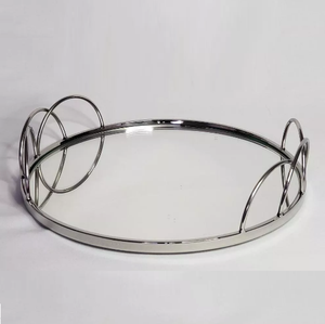 Nordic Luxury Custom Shape Metal <b>Mirror</b> <b>Tray</b> Elegant Christmas Silver Antique Shiny Vanity <b>Tray</b> for Home Kitchen Made in India - Product Image 2