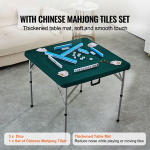 Portable Bi-Folding 4 Player Mahjong <b>Table</b> with 144PCS Tiles and 3 Dice Fold in Half Design for <b>Card</b> Players - Product Image 2