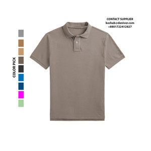 Qualité supérieure Coton Viscose Nid D'abeille Piqué Jersey Simple Solide Gris Polos Boutons Interlock Manches Courtes Hommes Polos - Product Image 1