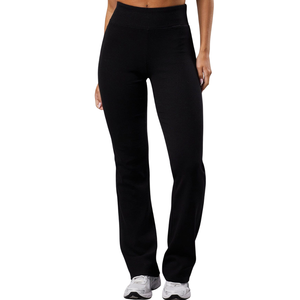 Black Rib <b>Flared</b> <b>Leggings</b> Women High Waist Gymwear Stretch Yoga Pants Fitness Training Workout Activewear Performance Wear - Product Image 1