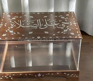 Caja de Regalo Decorativa de Metal Hecha a Mano con Tapa de Madera Acrílica y Incrustaciones de MOP, Caja de Almacenamiento Decorativa Pulida para el Hogar y las Fiestas - Product Image 5