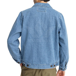 Veste en jean bleu clair zippée pour homme, col rabattu, manches longues, coupe décontractée, légère, streetwear, vêtement d'extérieur pour le printemps - Product Image 3
