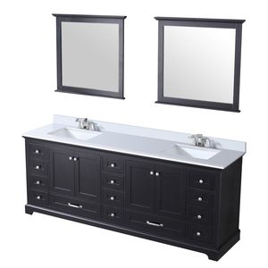 84 In. White Quartz Top Espresso Double Bath Vanity with Faucet Set & 34 In. Mirrors Bathroom Vanities - Product Image 4