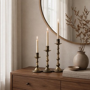 Ensemble de bougeoirs vintage en laiton pour bougies coniques, décoratifs pour table, style classique en métal - Product Image 5