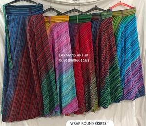 Cotton Tie Dye Floor-Length <b>Wrap</b> <b>Skirts</b> for Women Summer Indie Folk Style 100% Cotton - Product Image 1