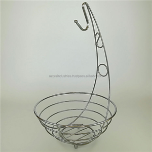 Panier de rangement de cuisine Corbeille à fruits en fil métallique avec cintre pour bananier - Product Image 3