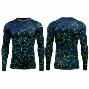 Vente en gros de chemises de sport thermiques à compression à manches longues en spandex/polyester tricotées unisexes, design par sublimation - Product Image 1