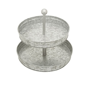Support à gâteau rond à deux niveaux en métal galvanisé, plateau de service pour cupcakes et desserts, présentoir pour fêtes et mariages - Product Image 1