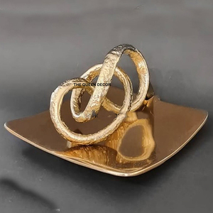 Stainless Steel Metal Shinny Polished Fancy Decorative Luxuries Design Decorative Base with Gold Branch Napkin Holder - Product Image 2