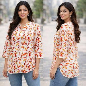 Kurti de fête chic en résille, coupe courte, avec un magnifique col, idéal pour toutes les saisons, tenue de bureau et quotidienne SIE 2026 - Product Image 2