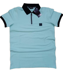 Camiseta polo de manga corta para hombre, camiseta a rayas de manga corta - Product Image 1