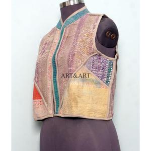 Gilet court en coton 100% pur, réversible, respirant, à séchage rapide, tricoté, col en V, boutonné, style vintage, fait main et écoresponsable - Product Image 4