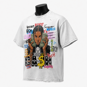 Camiseta Gráfica Extra Grande Personalizada para Hombre, Estilo Vintage, Algodón Lavado, Ropa Urbana, Estampada, Informal, Hip Hop, Fabricante OEM ODM - Product Image 3