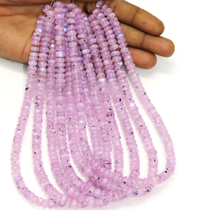 Cuentas de Piedra Lunar Arcoíris Lavanda en Forma de Rondelle: Joyería Artesanal de Calidad - Product Image 1