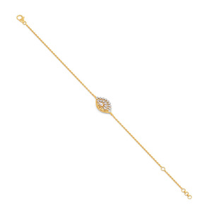 Bracelet à chaîne avec motif éventail, plume de paon et diamants - Product Image 4