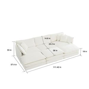 Juego de Sofás de 3 Piezas de Estilo Moderno, 1+1+3 Asientos, Sillón y Sofá de Dos Plazas con Brazos Contemporáneos para el Hogar o la Oficina - Product Image 6