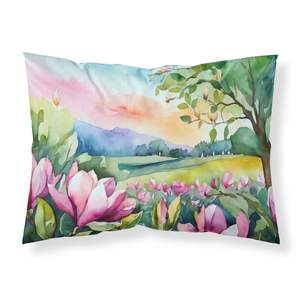 Louisiana Magnolias acuarela ilustraciones decorativas funda de almohada ligera y súper suave fácil de cuidar funda de cojín de tamaño estándar - Product Image 1