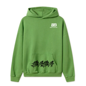 เสื้อสเวตเตอร์มีฮู้ดสีเขียวขนาดใหญ่พิเศษสำหรับผู้ชาย ผ้าฝ้ายฟลีซ กันลม 300 กรัม สไตล์ลำลอง พิมพ์ลายฤดูใบไม้ร่วง มีกระเป๋า ระบายอากาศได้ดี ถักทออย่างดี - Product Image 1