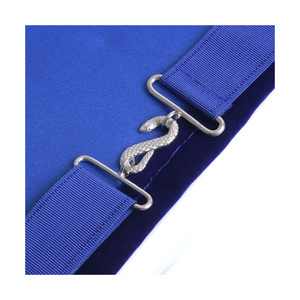 Tablier de Maître de Loge Personnalisé Brodé à la Main, en Cuir/Vernis de Mouton Bleu Marine avec Franges Argentées - Product Image 5
