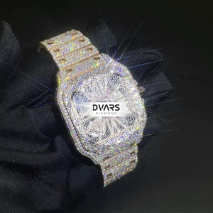 Mossinate Men's Square Quartz Moissanite Watch with Glass Dial Water Resistant 3BAR Hip Hop Style Fashion Gold Watch - Product Image 2