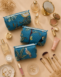 Set de Cosmetiquera Acolchada de Algodón, Hecha a Mano, con Estampado Animal, Estilo Bohemio, Cierre de Cremallera, Ecológica, Asa Suave, Multifuncional - Product Image 6