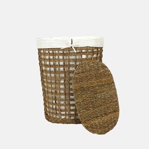 Oval seagrass <b>basket</b> with open <b>square</b> weave Handmade <b>Storage</b> <b>Basket</b> Wholesale eco-friendly Made in Vietnam - Product Image 1