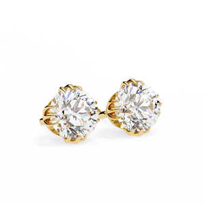 Boucles d'oreilles clous en or 14 carats avec diamants triple griffe de qualité supérieure, pierres précieuses de laboratoire certifiées IGI – Tendance, élégantes, pour le quotidien, cadeau de luxe - Product Image 1