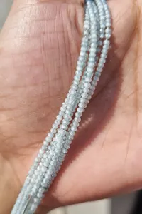 Cuentas de piedra de moissanita azul facetadas redondas de 2 mm sueltas para hacer joyas, collares y pulseras - Product Image 3