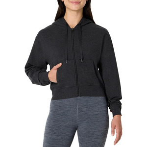 Essentials unisex Athletic Soft Performance Lightweight Cropped Zip Up <b>Workout</b> <b>Hoodie</b> - Product Image 6