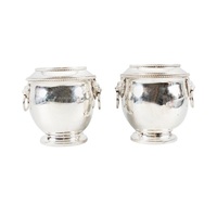 Refroidisseur à vin individuel de luxe en aluminium nickelé, écologique, avec poignée anneau tête de lion, pour seau à glace et événements